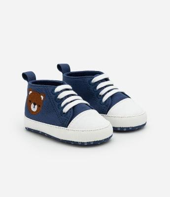 Tênis Infantil Botinha em Sarja com Bordado de Ursinho - Tam 15 a 19