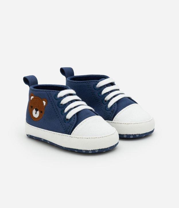 Tênis Infantil Botinha em Sarja com Bordado de Ursinho - Tam 15 a 19 - 1