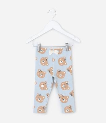 Calça Infantil em Cotton com Estampa Ursinho - Tam RN a 18 meses