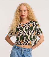 Blusa Cropped em Crepe com Estampa Geométrica - 2