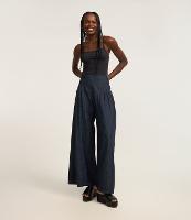 Calça Super Wide Leg em Jeans com Drapeados - 1