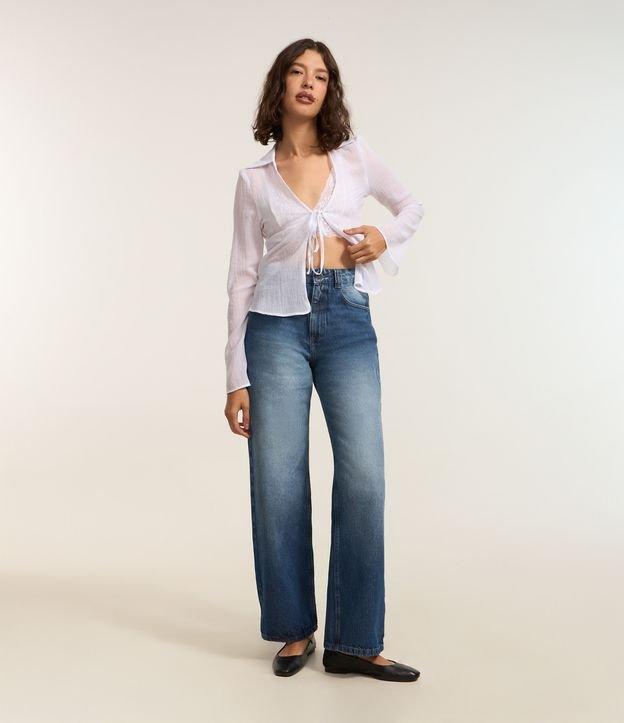 Calça Reta em Jeans com Cintura Média - 1