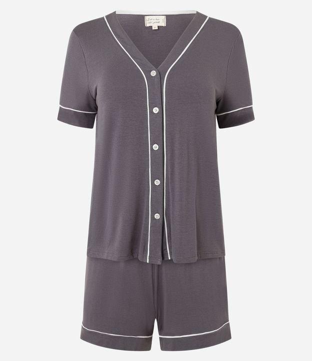 Pijama Short Doll em Viscose com Vieses Contrastantes - 1