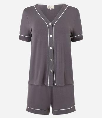 Pijama Short Doll em Viscose com Vieses Contrastantes