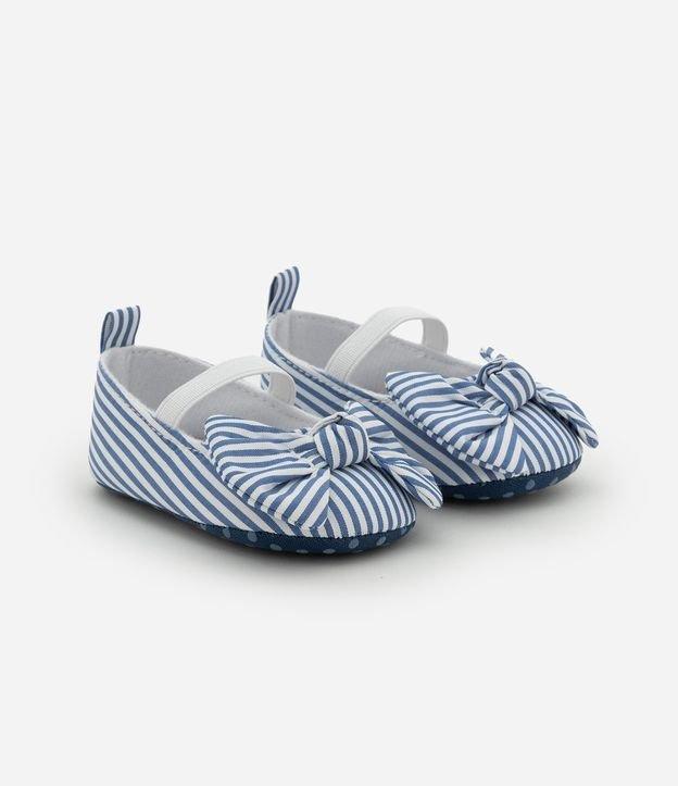 Sapatilha Infantil em Tricoline Listrada com Lacinho - Tam 15 a 19 - 1