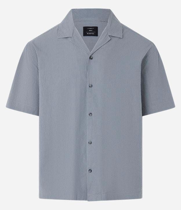 Camisa Boxy em Anarruga com Estampa Listrada - 1