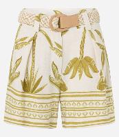 Short Reto Cintura Alta em Viscolinho com Cinto de Ráfia - 1