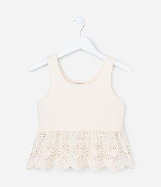Blusa Canelada Infantil com Babado em Broderie - Tam 5 a 14 Anos - 1