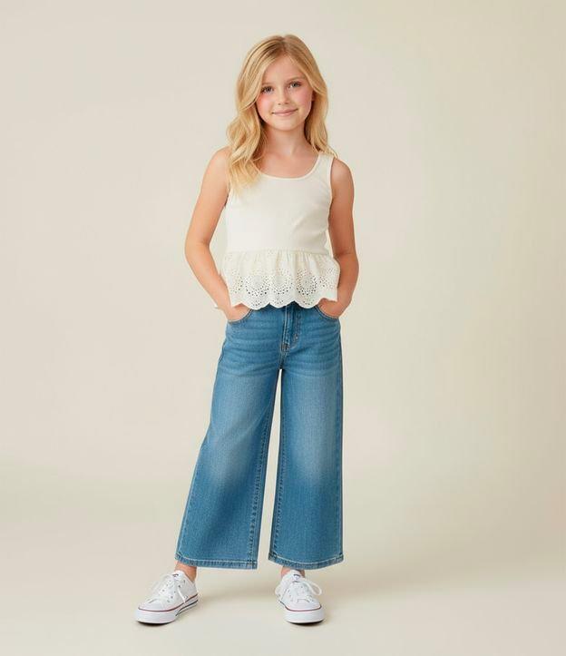 Blusa Canelada Infantil com Babado em Broderie - Tam 5 a 14 Anos - 2