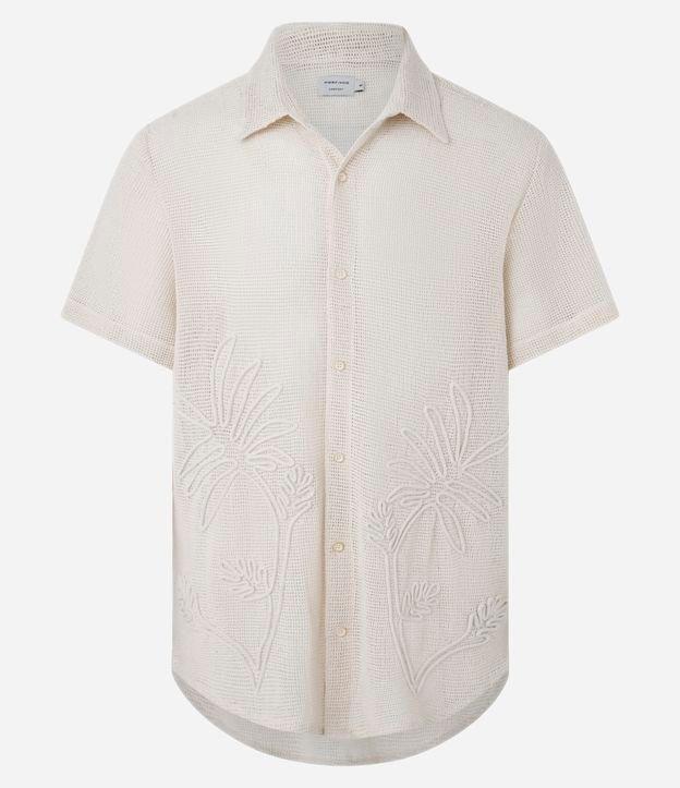 Camisa Comfort em Algodão Texturizada com Bordado de Flor - 1
