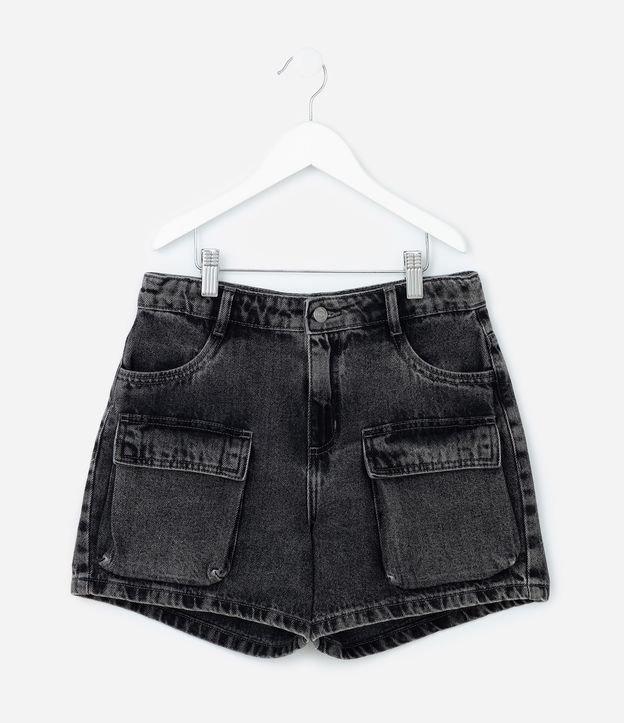 Short Reto Infantil em Jeans com Bolso Cargo - Tam 5 a 14 Anos - 1