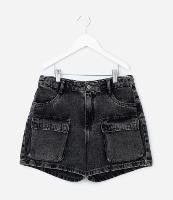 Short Reto Infantil em Jeans com Bolso Cargo - Tam 5 a 14 Anos - 1