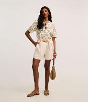 Short Reto Cintura Alta em Viscolinho com Cinto de Ráfia - 2