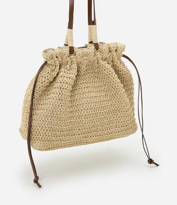 Bolsa de Praia em Palha com Alça de PU