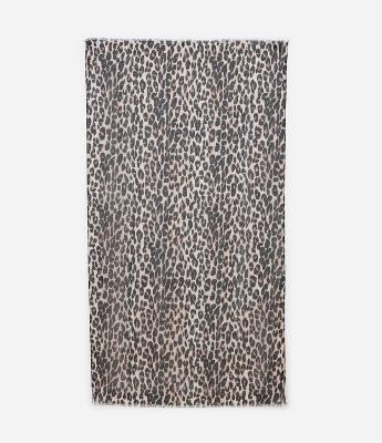 Lenço Retangular em Flanela com Estampa Animal Print Onça