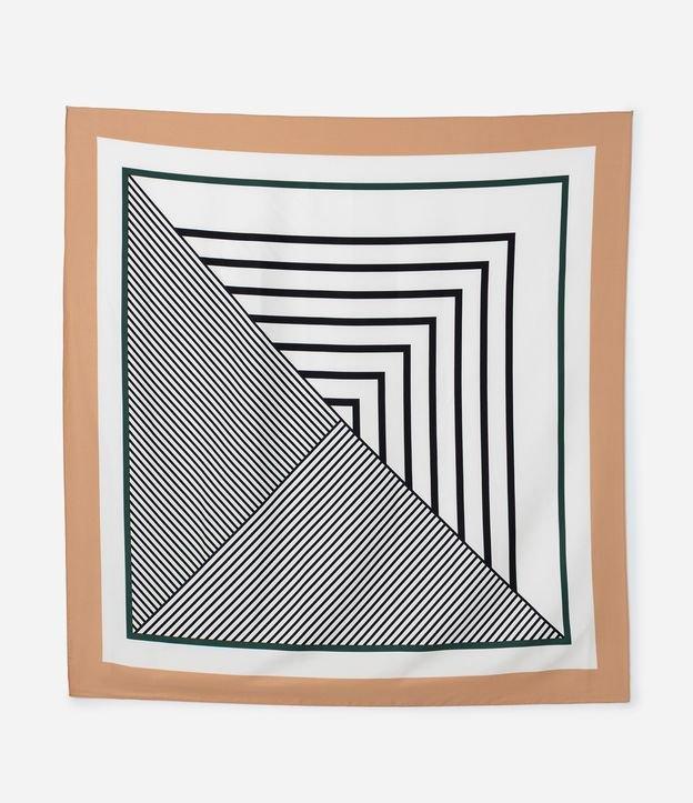 Lenço Quadrado em Cetim com Estampa de Mix Listras - 1