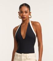 Body Frente Única em Poliamida com Contraste - 1