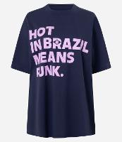 Camiseta Over em Algodão com Estampa Lettering Hot in Brazil means funk - 1