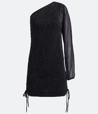 Vestido Curto em Tule com Ombro Só e Detalhe Franzido na Lateral