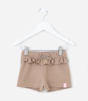 Bermuda Clochard Infantil em Piquet com Babadinho Texturizada - Tam 0 a 18 Meses - 1