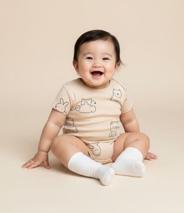 Body Infantil em Algodão com Estampa Bichinhos - Tam RN a 18 meses - 2