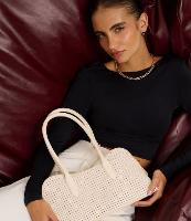 Bolsa Satchel com Textura de Furinhos e Recorte Arredondado - 2