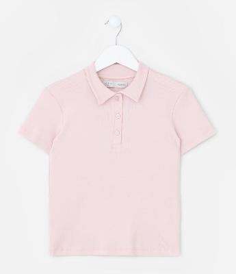Camiseta Infantil em Ribana com Gola Polo - Tam 5 a 14 Anos