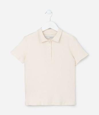 Camiseta Infantil em Ribana com Gola Polo - Tam 5 a 14 Anos