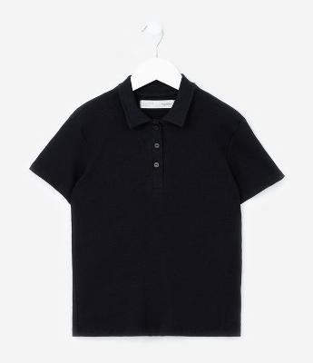Camiseta Infantil em Ribana com Gola Polo - Tam 5 a 14 Anos