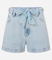 Short Mom Jeans com Lenço e Ilhós - 1