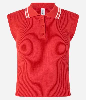 Blusa em Tricô com Gola Polo e Botões