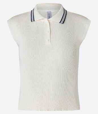 Blusa em Tricô com Gola Polo e Botões