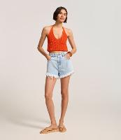 Short Cintura Alta em Jeans com Bordado de Lagosta - 3