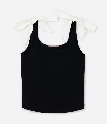 Blusa Regata em Ribana com Lacinhos Curve & Plus Size
