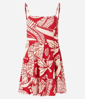 Vestido em Ribana com Estampa Folhagem