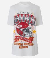 Camiseta Alongada em Algodão com Estampa Chiefs - 1