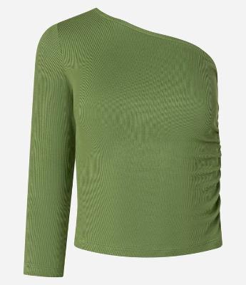 Blusa Ombro Só em Ribana e Franzido Lateral