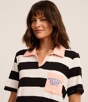 Camisola em Viscose Listrada com Gola Polo e Estampa Peanuts - 2