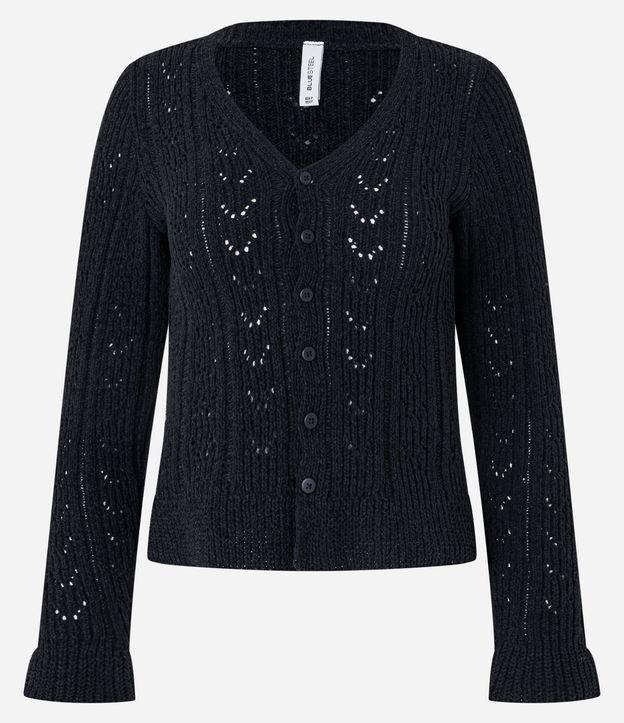 Blusa em Tricô com Botões e Babadinho na Barra - 1