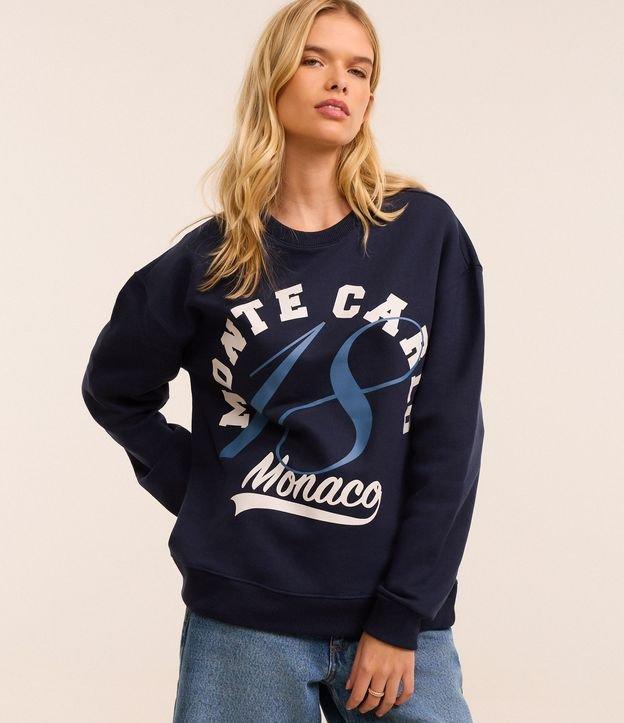 Casaco Fechado Alongado em Moletom com Felpa e Estampa Monte Carlo - 1