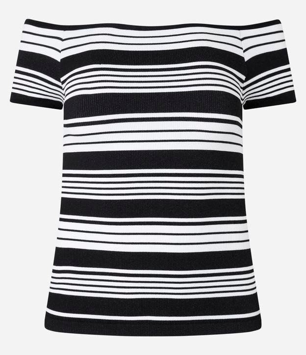 Blusa Ombro a Ombro em Seamless com Listras - 1