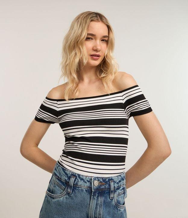 Blusa Ombro a Ombro em Seamless com Listras - 2
