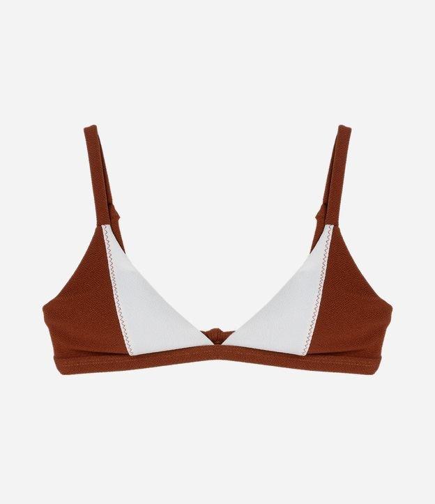 Biquíni Top Triangulo Fixo em Microfibra Texturizada com Bloco de Cor - 1