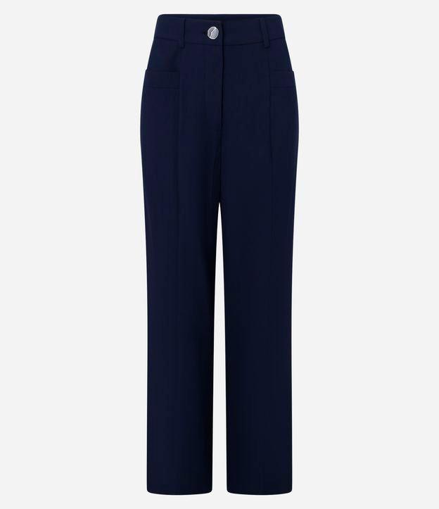 Calça Reta Alfaiatada Cintura Alta com Botão Diferenciado - 1