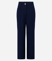 Calça Reta Alfaiatada Cintura Alta com Botão Diferenciado - 1