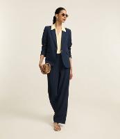 Calça Reta Alfaiatada Cintura Alta com Botão Diferenciado - 2