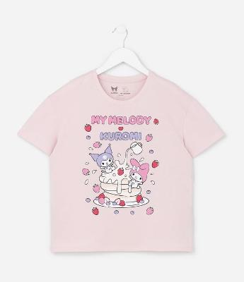 Camiseta Infantil com Estampa My Melody e Kuromi - Tam 5 a 14 Anos