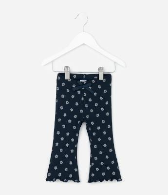 Calça Flare Infantil com Estampa Florzinhas - Tam 0 a 18 meses