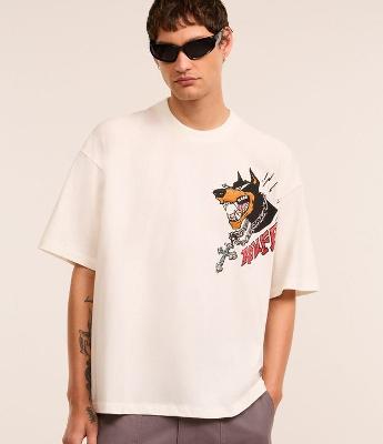 Camiseta Oversized em Algodão com Estampa Rouff
