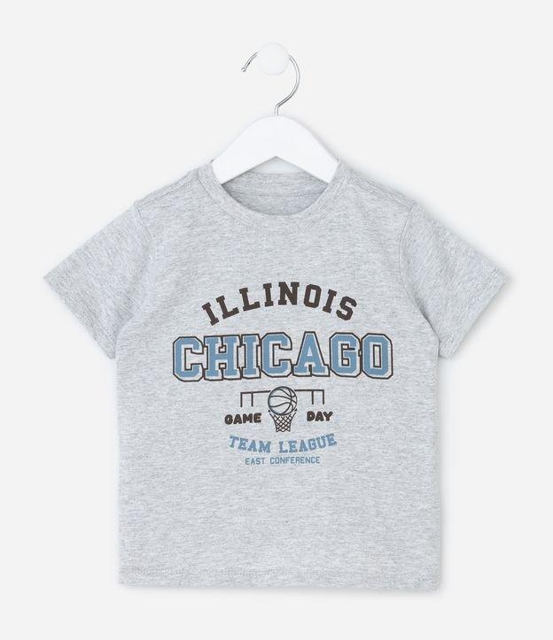 Camiseta Infantil em Cotton Estilo College com Estampa Lettering Chicago - Tam 1 a 6 Anos - 1